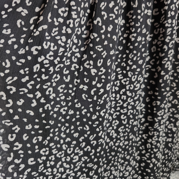 Abercrombie & Fitch Size S Black Faux Wrap Cheetah Print V-Neck 3/4 Sleeve Dress - Picture 9 of 11
